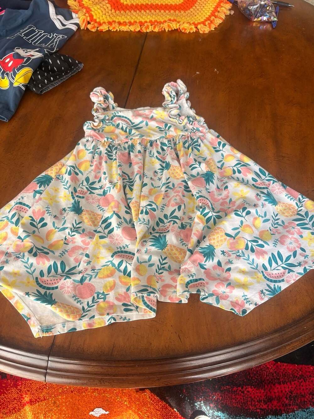 Tommy Bahama Dress Size 5T White Tropical Fruit Floral